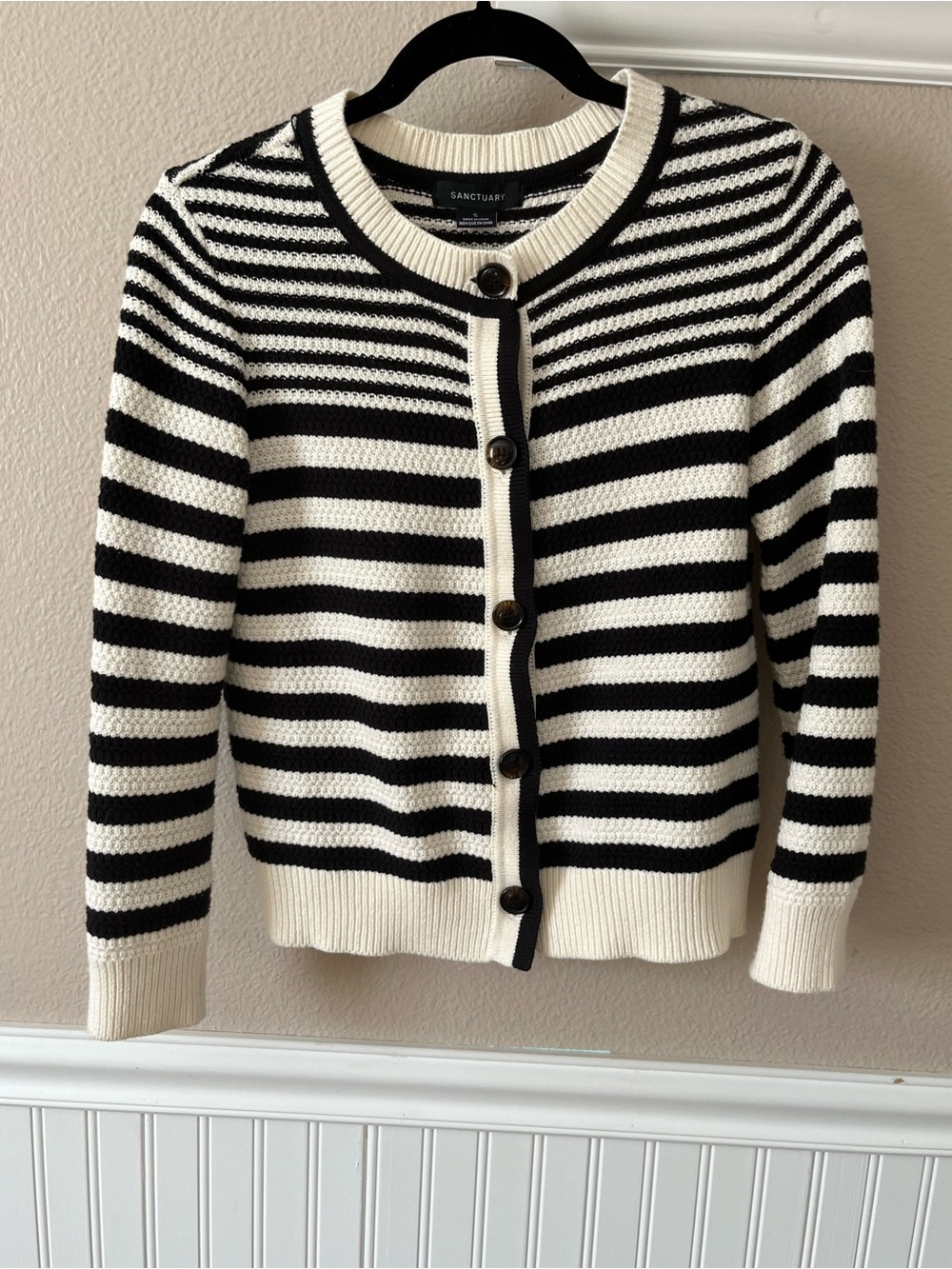 Sanctuary Black and White Striped Button Cardigan